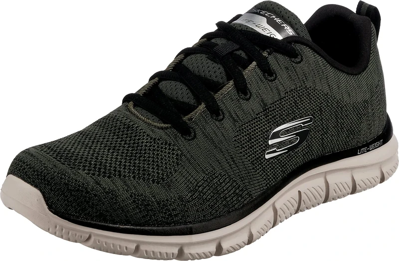 Skechers Men's Track Front Runner Lace-up Sneaker Oxford, Olive Knit Black Trim, 7.5 UK