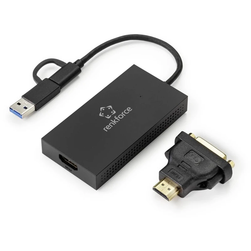 Renkforce External Graphics Card RAM DDR3 USB-A, USB-C® 5Gbps, HDMI™, DVI - Image 1