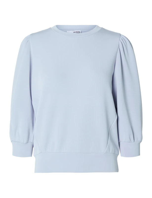 SELECTED FEMME Women's SLFTENNY 3/4 SWEAT TOP NOOS Sweatshirt, Cashmere Blue, M