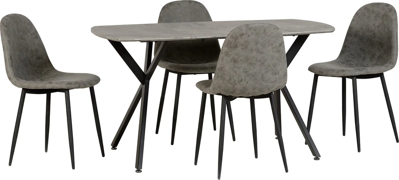 Seconique Athens Dining Set with 4 Dining Chairs in Concrete Effect