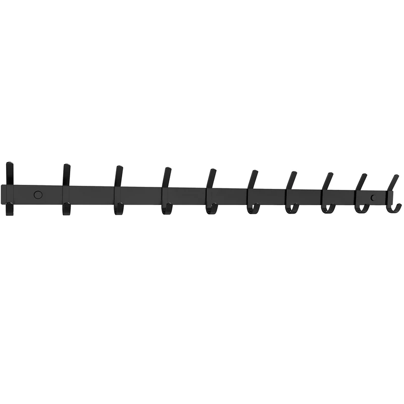 SAYONEYES Matte Black Coat Rack Wall Mount – 30 Inch Stainless Steel Hook Rail with 10 Double Hooks – Wall Mounted Entryway Organizer for Coats, Hats, Bags, Towels, Robes, Closet or Bathroom
