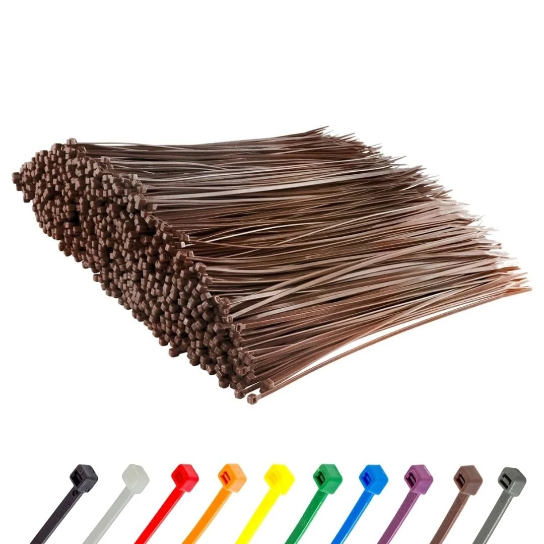 Gocableties Brown Cable Ties, 300mm x 3.6mm, Bulk Pack of 1000, 12” Premium Nylon Zip Ties, Multi-Purpose Plastic Tie Wraps, Secure Self-Locking Mechanism, for Home, Garden, Office and DIY