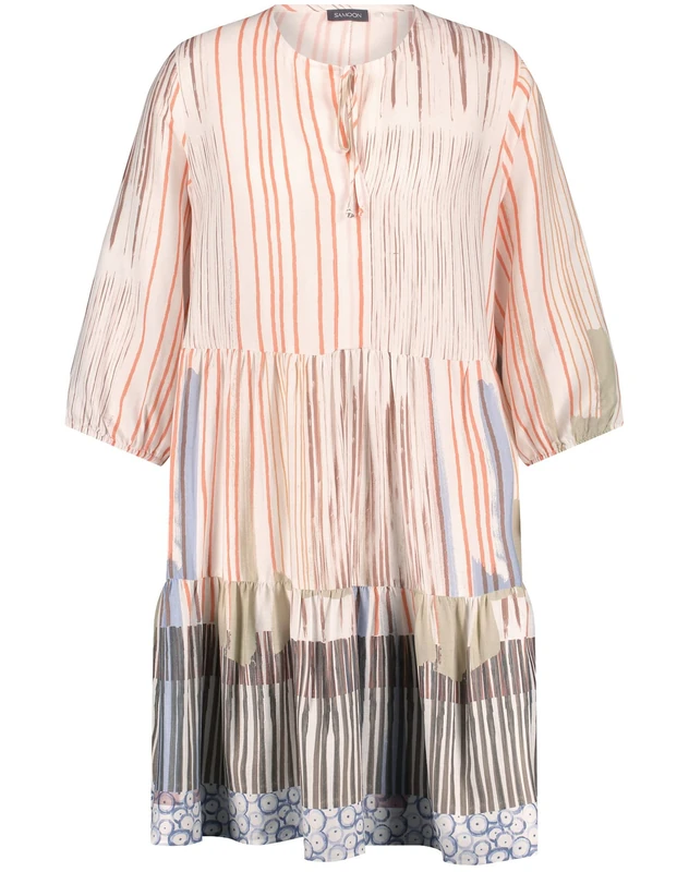 SAMOON Women's 880008-21211 Dress, Offwhite Gemustert, 50