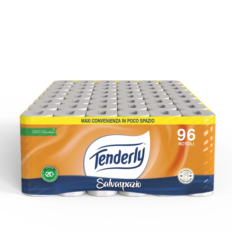 Tenderly Space Saver Toilet Paper - 90 Rolls, 2 Ply, Mallow