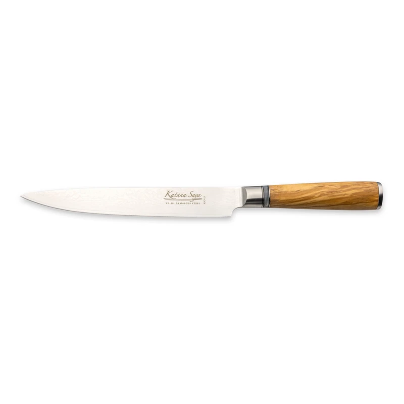 Katana Saya Olive Wood 20cm Carving Knife, Japanese 67-Layer VG-10 Damascus Stainless Steel, Natural Olive Wood Handle, Kitchen Knife