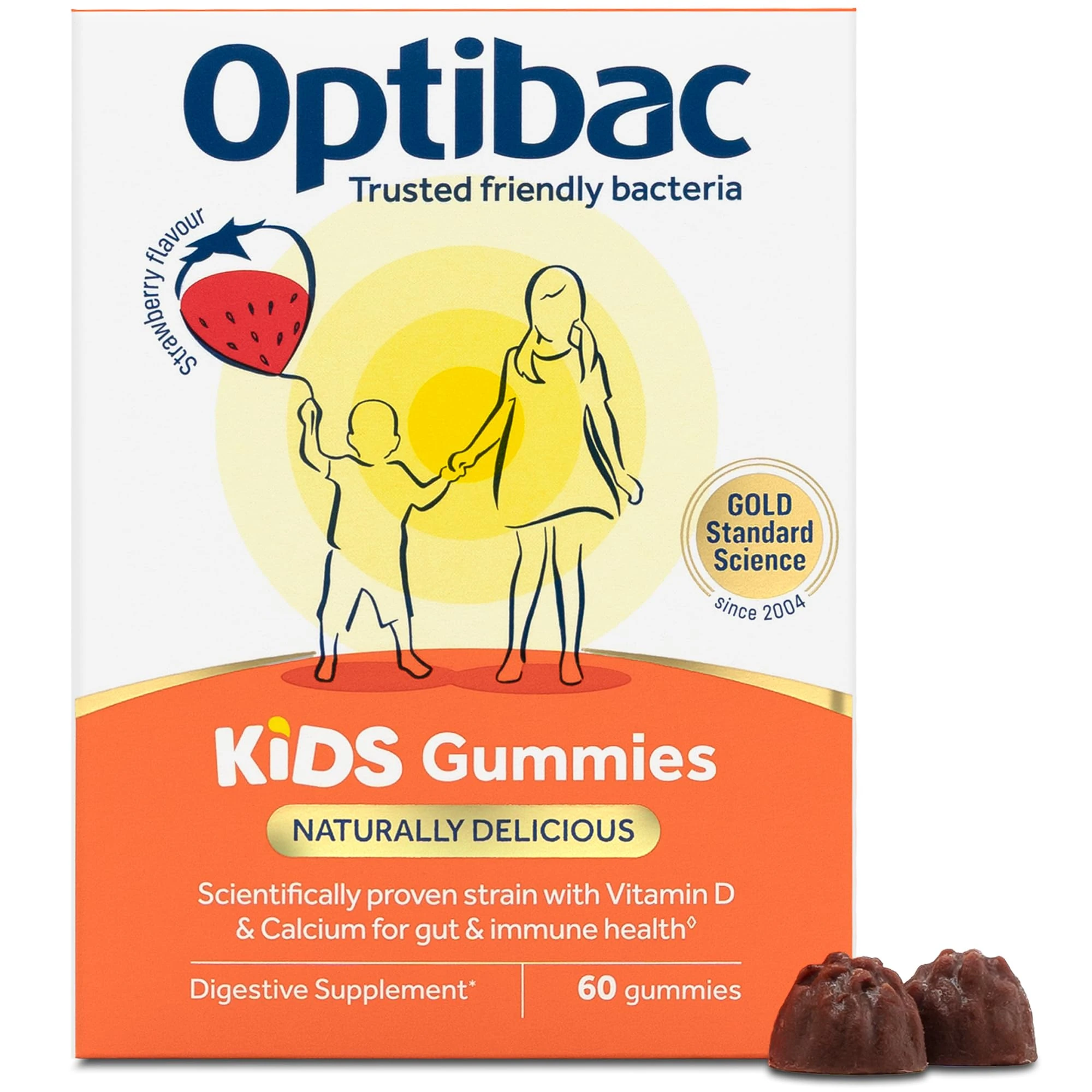 Optibac Probiotics Kids Probiotic Gummies - Vitamin D & Calcium for Immune Support & Gut Health - Most Trusted by Parents - 60 Vegan Gummies