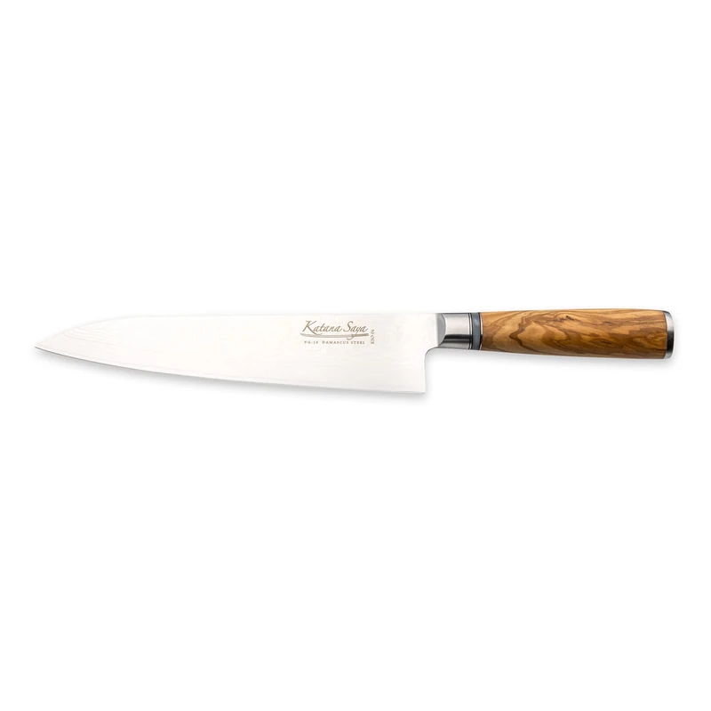 Katana Saya 20cm Gyuto Knife, 67-Layer VG-10 Damascus Stainless Steel, Olive Wood Handle
