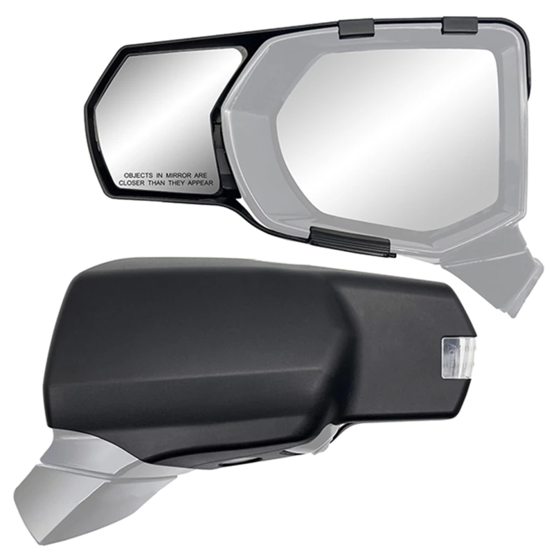 K Source Snap & Zap Custom Towing Mirror Pair for Cadillac Escalade, Chevrolet Suburban/Tahoe, GMC Yukon,Black