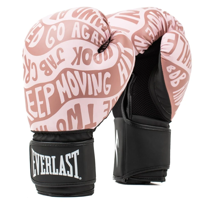 Everlast Spark 14oz Boxing Gloves, Rose Gold Faux Leather Boxing Gloves for Bags, Mitt Work & Fitness Classes, Hook & Loop System, Ergonomic Thumb and Injection Moulded Foam - Authentic Everlast Gear