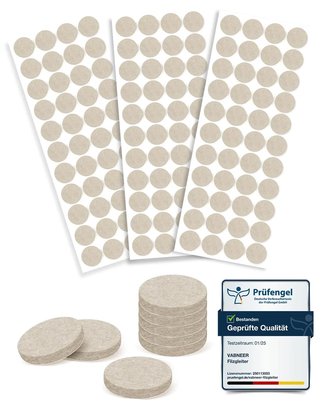 VABNEER Chair Leg Floor Protectors 20mm (132pcs) - Self-Adhesive Felt Pads for Furniture Feet, 5mm Thick Felt Furniture Pads for Hardwood/Laminate/Tile Floors, Noise Reduction & Scratch Prevention