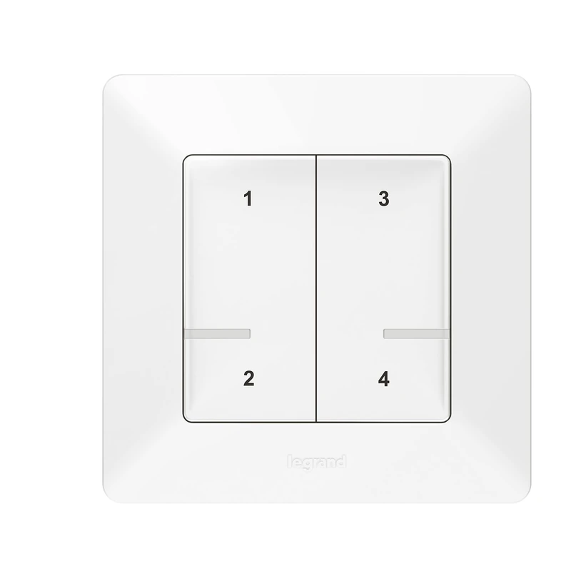 Legrand, Valena Life with Netatmo Scene Switch with 4 Buttons, Radio Control, Local Control or via App or Voice Assistant (Alexa, Siri, ..), LED Battery Indicator, incl. Batterie, 752168