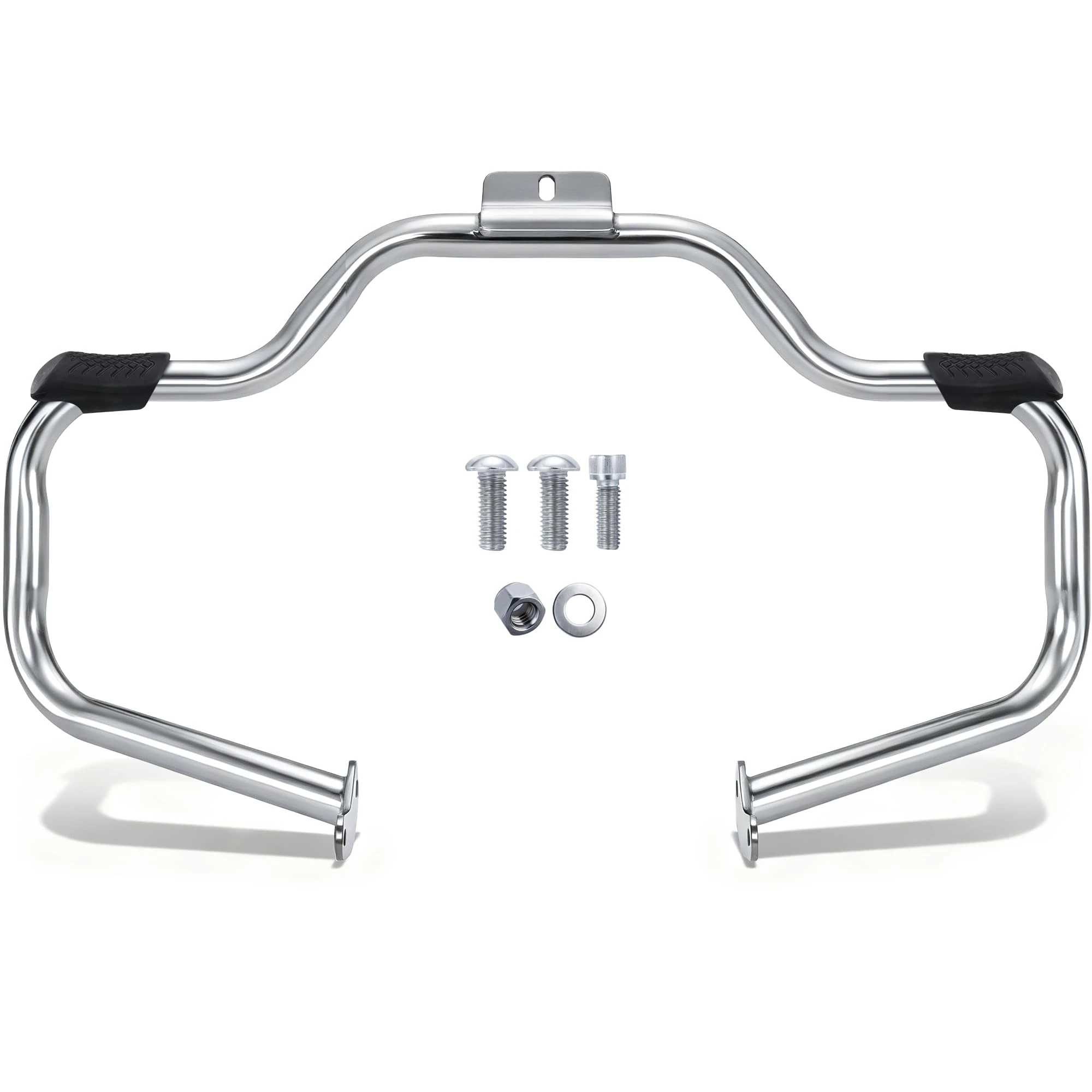 MoKitDora Engine Guard Highway Mustache Crash Bar 1.25" Fat for Harley Softail 2000-2017 FL Heritage Classic Deluxe Fat Boy FLSTF Models, Chrome