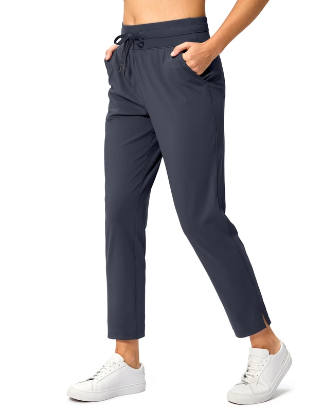 Soothfeel Women's Golf Pants with 4 Pockets 7/8 Stretch High Waisted Sweatpants Travel Athletic Work Pants for Women, Navy Blue, M - Image 1