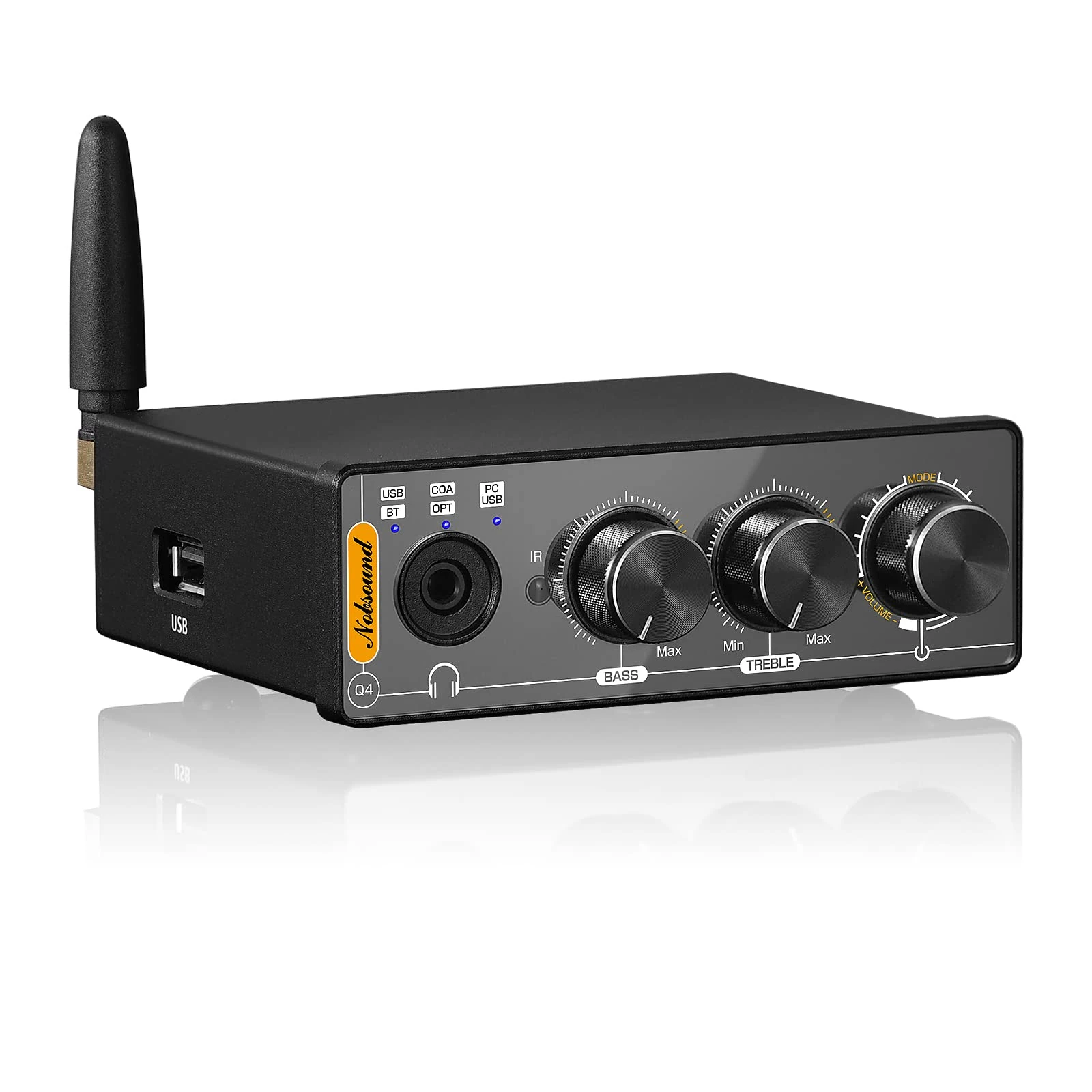 Nobsound Q4 DAC Headphone Amplifier Bluetooth 5.0 Receiver Mini Hi-Fi Stereo Digital-to-Analog Audio Converter, U-disk/PC-USB/Coaxial/Optical to RCA