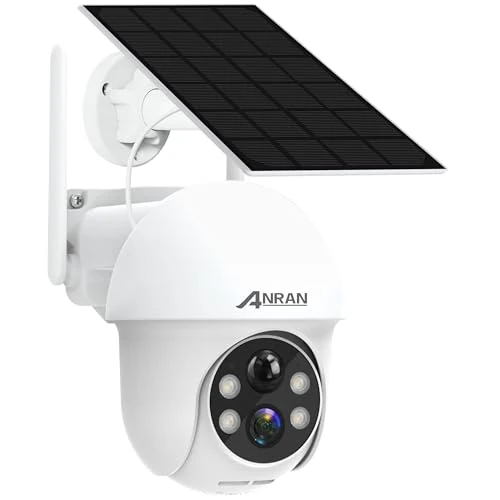 ANRAN PTZ Camera with Colour Night Vision, WiFi CCTV Camera Wireless Outdoor, Pan 355° Tilt 120°, PIR Motion Detection