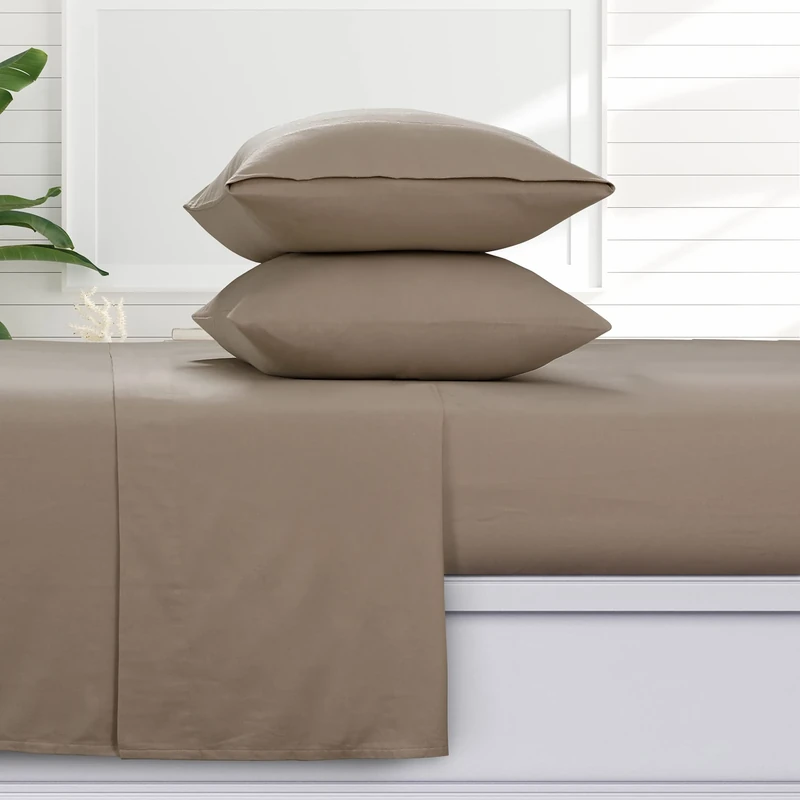 Tribeca Living Solid Flannel Full Sheet Set, Super Soft 100% Cotton, Extra Deep Pockets, Camel
