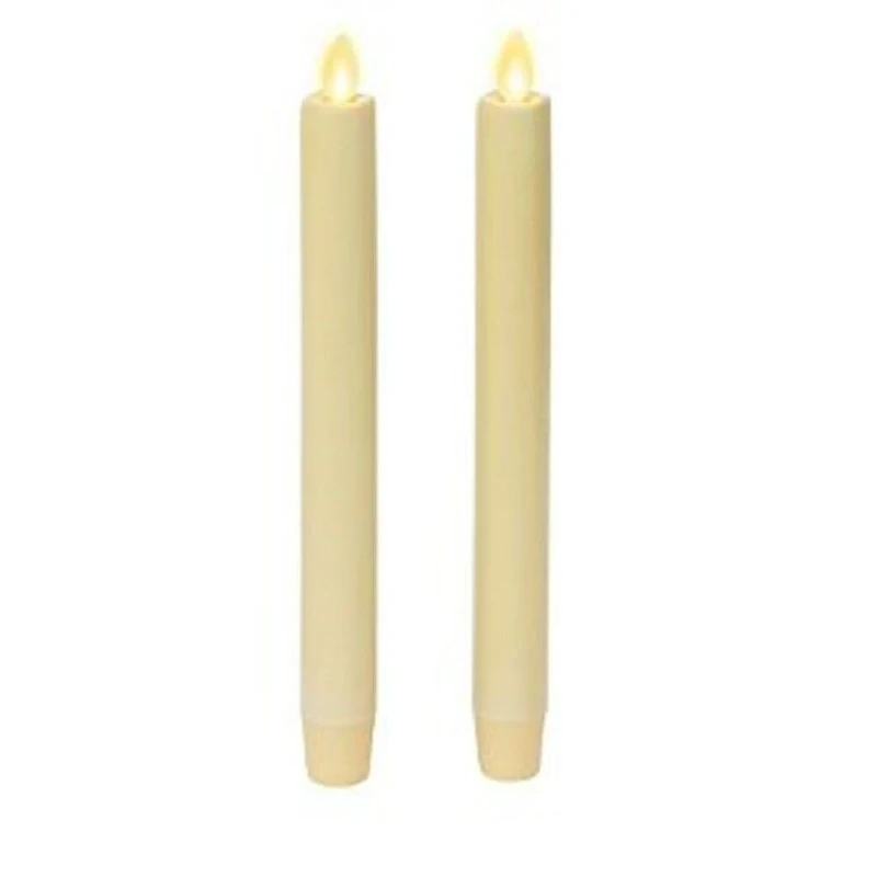 Luminara Set of 2 Moving Flame LED Taper (1x9.75), Flameless Candle, Melted Edge, Smooth Wax, Unscented - Ivory