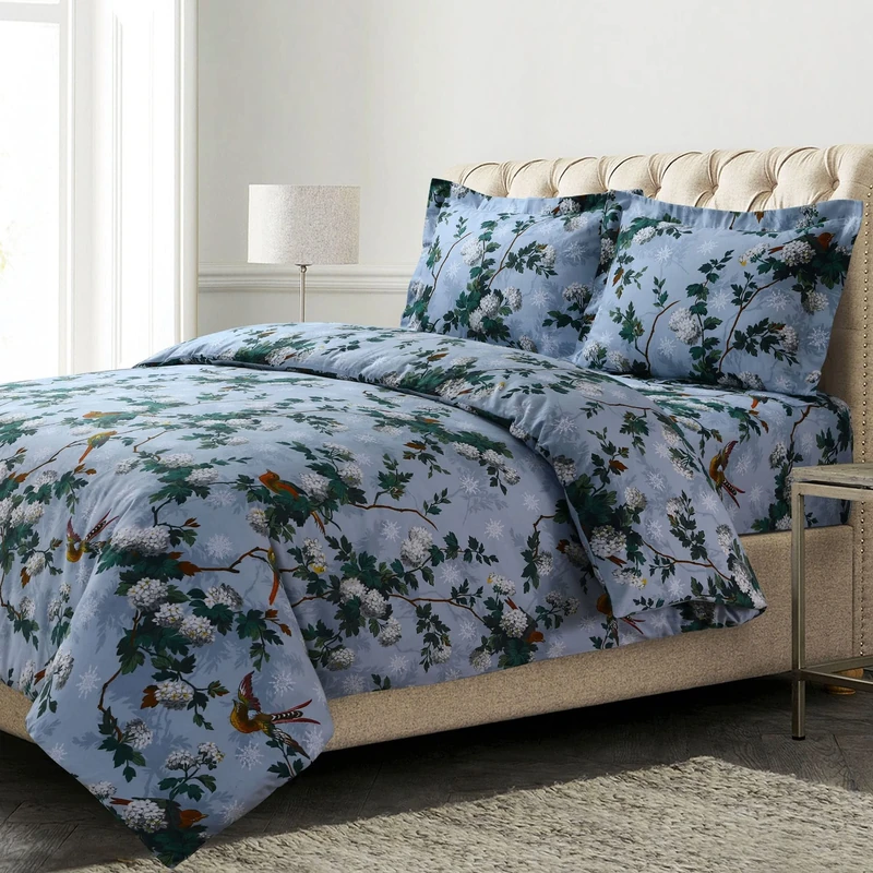AZORES HOME Cotton Flannel King Duvet Cover Set, Oversized, Wrinkle Resistant, Soft Touch, Includes One Duvet Cover and Two Sham Pillowcases, 170GSM, Celina Floral/Multicolor - Image 1
