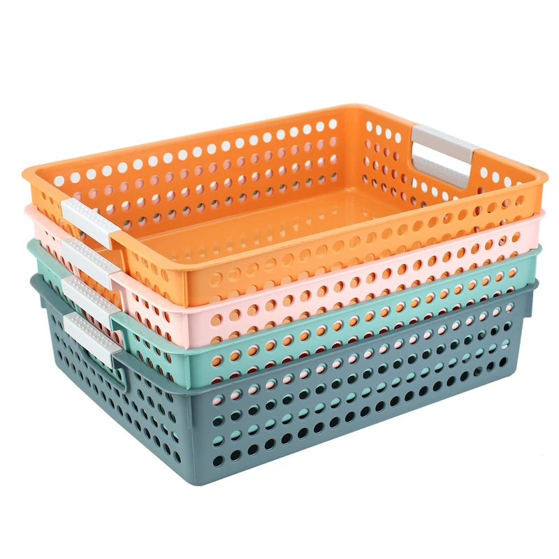 Turn in Trays Classroom, 4Pcs Paper Trays for Classroom, Book Baskets for Library, Drawers, Office, Home - Image 1