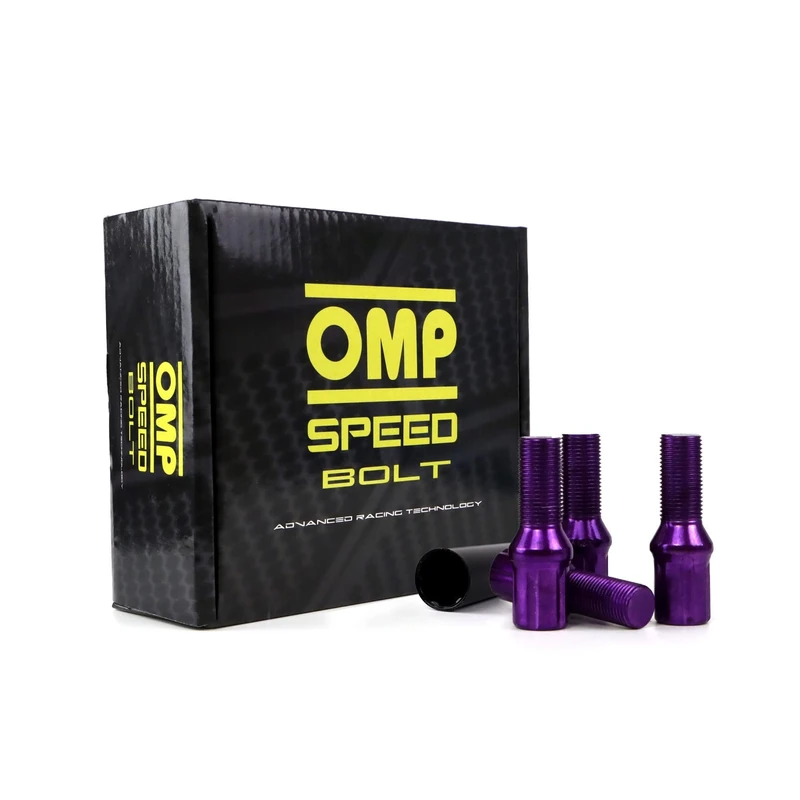 OMP SPEED Set of 20 Wheel Screws with Metric M14 x 1.5 17/19 Long Threaded 27 mm Purple and Material DIN 10.9