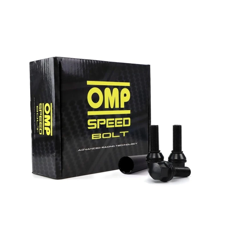 OMP SPEED Set of 20 Wheel Screws with Metric M14 x 1.25 Wrench 17/19 Long Threaded 27 mm Black and Material DIN 10.9