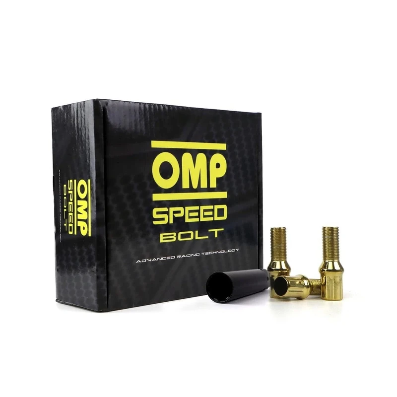 OMP SPEED Set of 20 Wheel Screws with Metric M12 x 1.5 Wrench 17/19 Long Threaded 27 mm Yellow and Material DIN 10.9