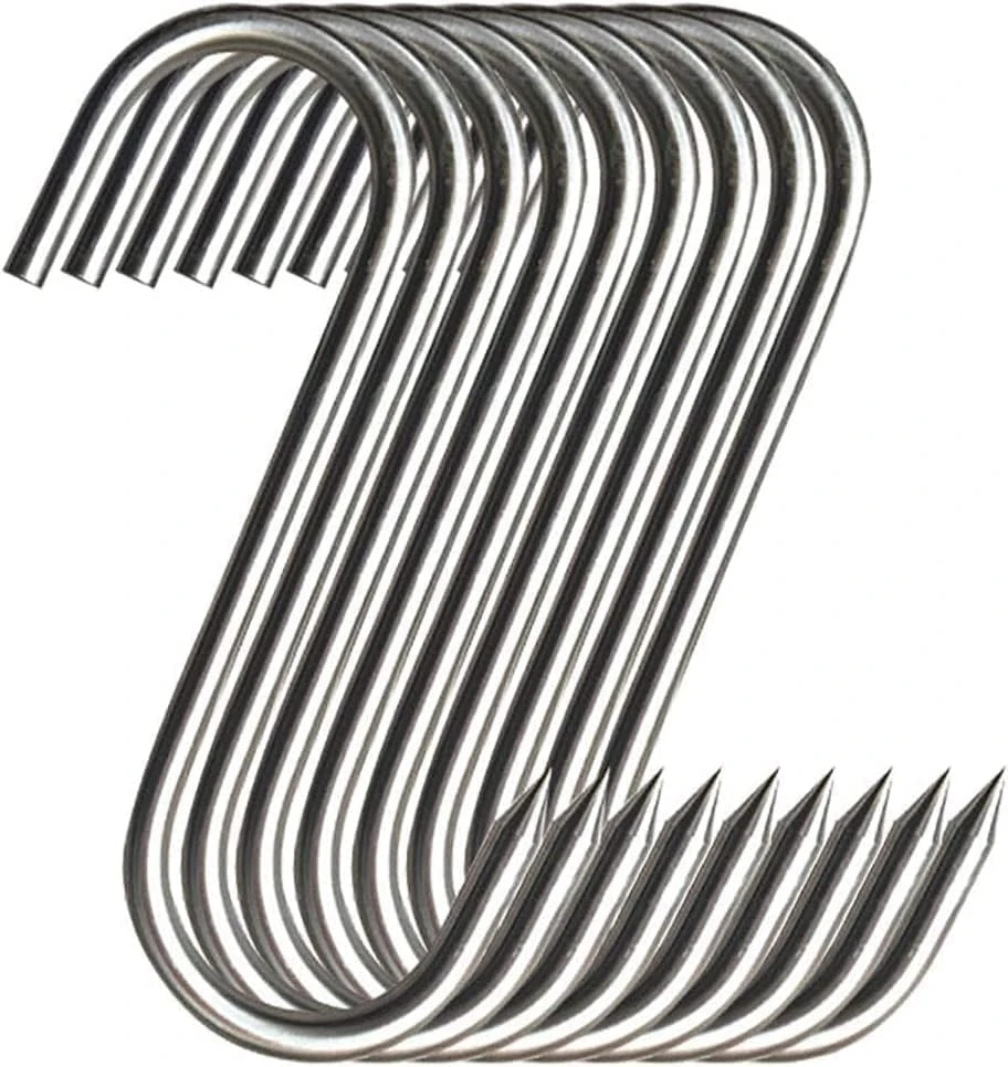 GYUEE Stainless Steel Meat Hooks, 20Pcs, S-Shaped, Wall Mount, Heavy Duty, 15CM, for Kitchen, Smoking, Drying, Storage