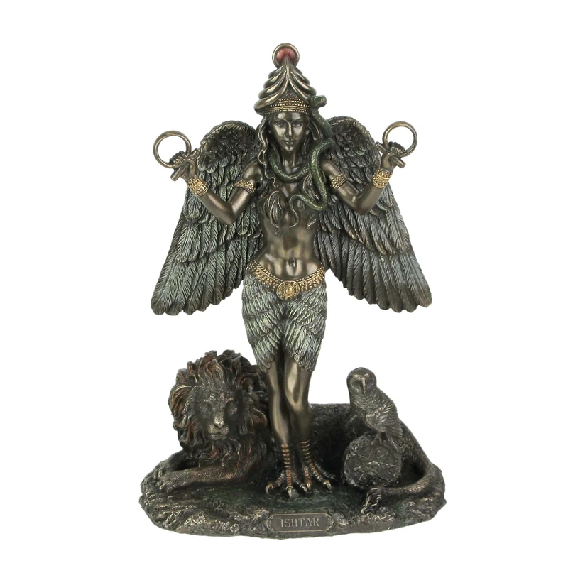 Veronese Design 8 5/8" Ishtar The Mesopotamian Queen of Heaven Cold Cast Resin Antique Bronze Finish Sculpture Altar Statue Wiccan Decoration Pagan Gifts