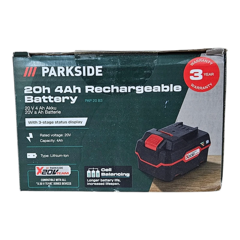 Parkside 20V 4Ah Battery PAP 20 B3 Longer battery running time and life span thanks to cell balancing