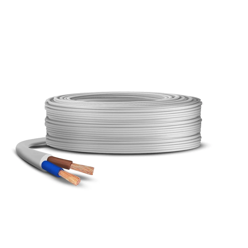 Primes DIY 2 Core Round White Flex Flexible Cable, stranded electrical copper wire, Insulated Flexible PVC Wire, Stranded Wire High Temperature Resistance, 3182Y BASEC Approved 1.5mm(45 Meter)