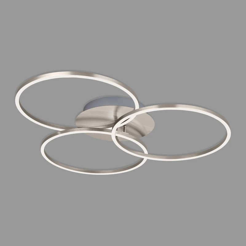 Briloner Leuchten LED Ceiling Light Dimmable with Memory Function 40 Watt 4400 Lumen 3000 Kelvin Matte Nickel 717 x 674 x 103 mm (L x W x H)