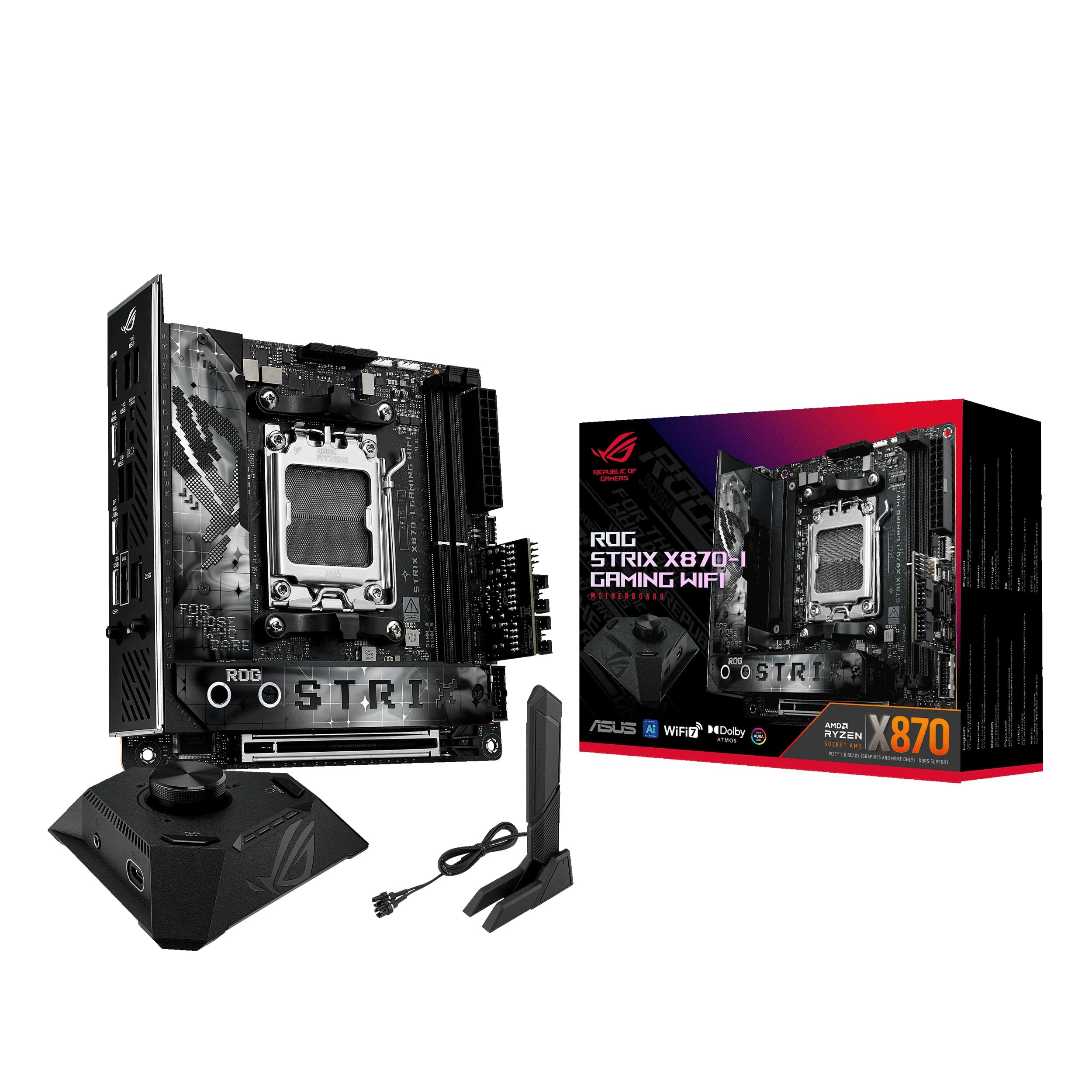 ASUS ROG Strix X870-I Gaming WiFi Motherboard Socket AM5 (AMD, X870, Mini-ITX, 10+2+1 Power Stages, Dynamic OC Switcher, Core Flex, DDR5, WiFi 7, M.2, PCIe 5.0)