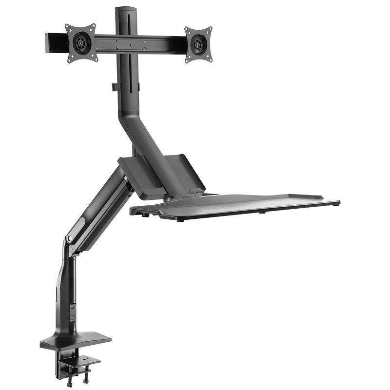 RICOO Monitor Mount 2 Monitor Mount Table Gas Lift for 13-27 Inch VESA Table Mount, Monitor Arm TS6411 Arm Screen Holder, Arms for Computer Monitors
