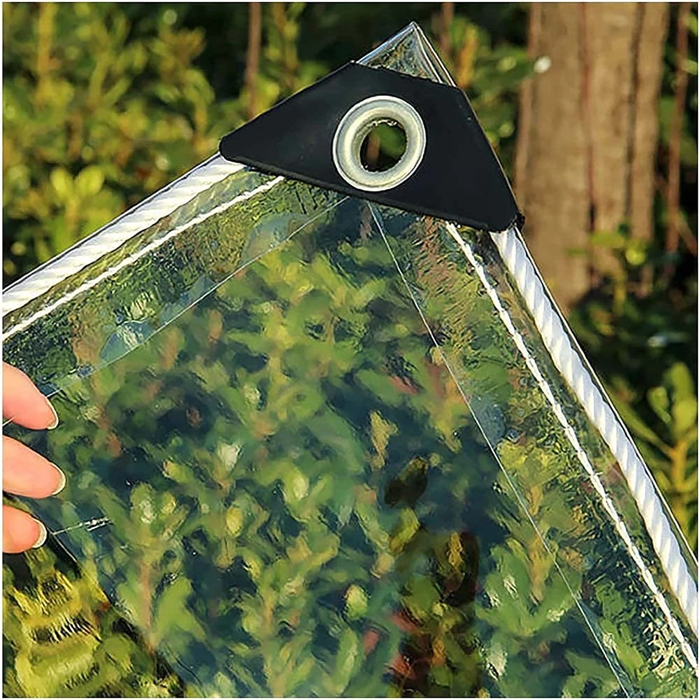 5m x 6.5m Glass Clear Tarpaulin Waterproof Heavy Duty Transparent Tarp With Eyelets Thicken PVC Soft Glass Balcony Rain Curtain