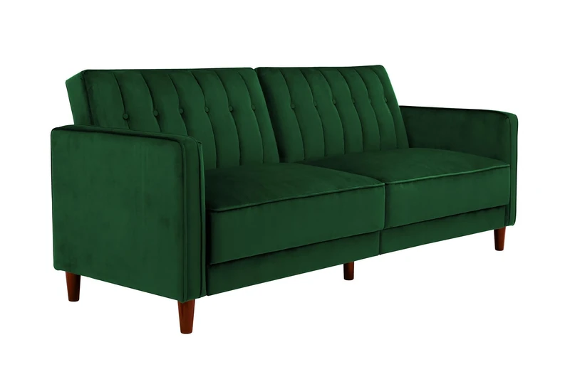 Dorel Pin Tufted Transitional Futon Sofa Bed - Green Velvet