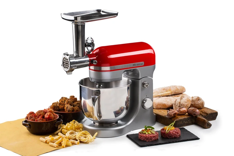 Ariete 4079 Meat grinder, sausage stuffer and pasta roller accessory. Meat grinder, sausage stuffer and pasta roller accessory kit for the Ariete Moderna mod. 1589 Planetary Mixer, Grey.