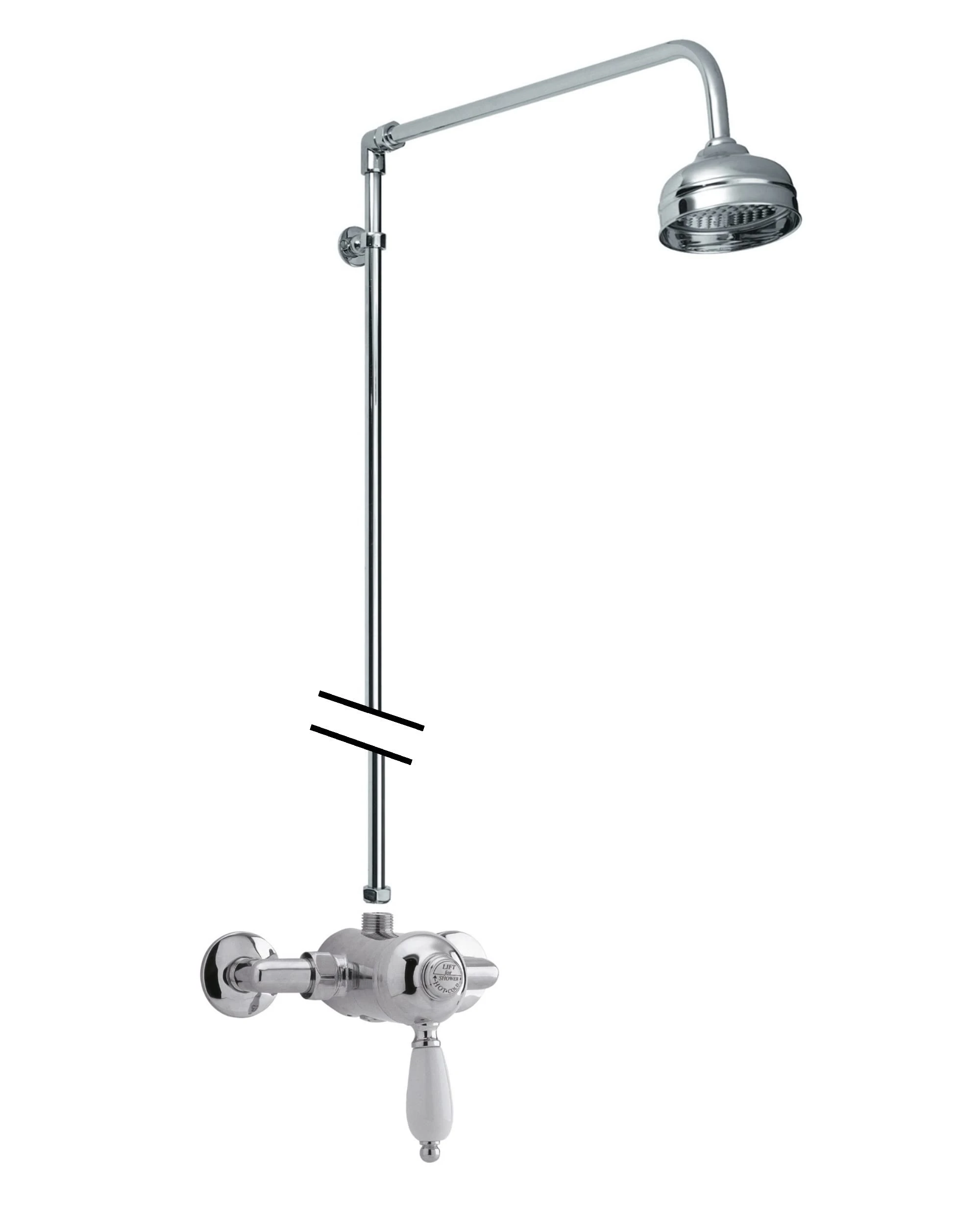Nuie SBT53MV1 Bundle Traditional Bathroom Exposed Manual Shower Valve and Victorian Inspired Rigid Riser Kit, Chrome