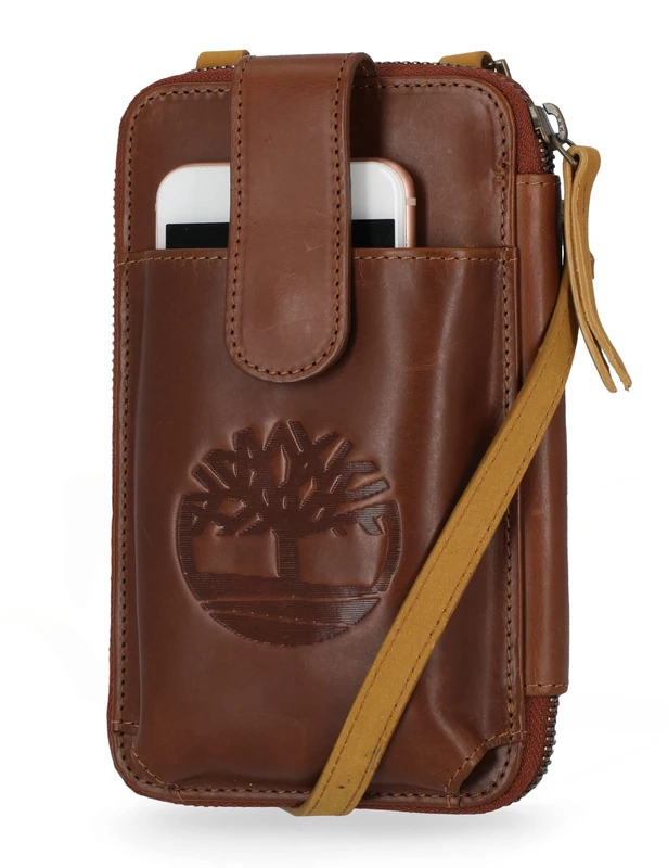 Timberland Women's RFID Leather Phone Crossbody Wallet Bag, Cognac (Altroz), One size