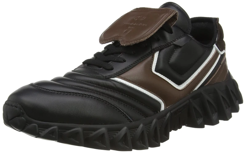 PANTOFOLA D’ORO 1886 Men's SNEAKERBALL Oxford Flat, Nero/Bianco/Marrone, 10 UK - Image 1