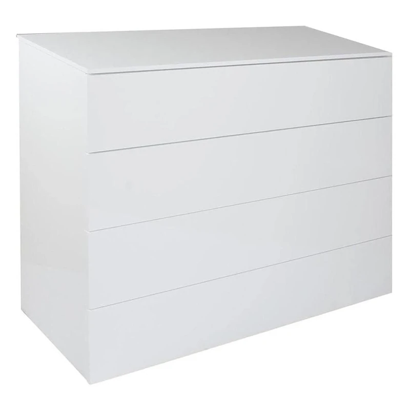 Dmora - Chest of drawers with 4 drawers, Modern tallboy, Casettiera for bedroom, 108x44h85 cm, glossy white color