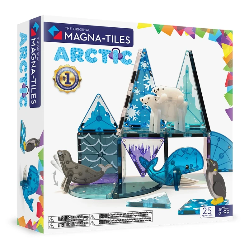 Magna-Tiles Arctic Animals 25-Piece Set - 3D magnetic building tiles, Clear Colours