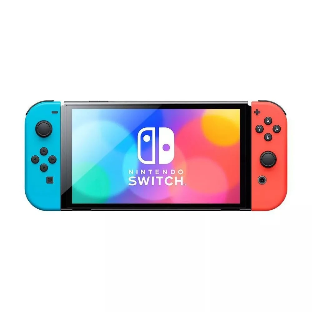 Nintendo Switch – OLED Model w/ Neon Red & Neon Blue Joy-Con (Renewed)
