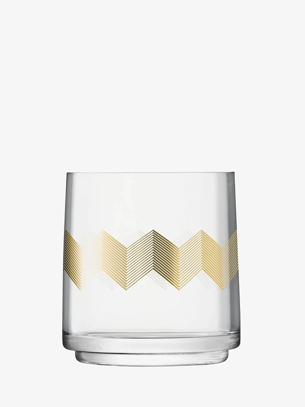 LSA International Chevron Lantern/Vase H14cm Gold| 1 Unit | Mouthblown & Handmade Glass | CH16