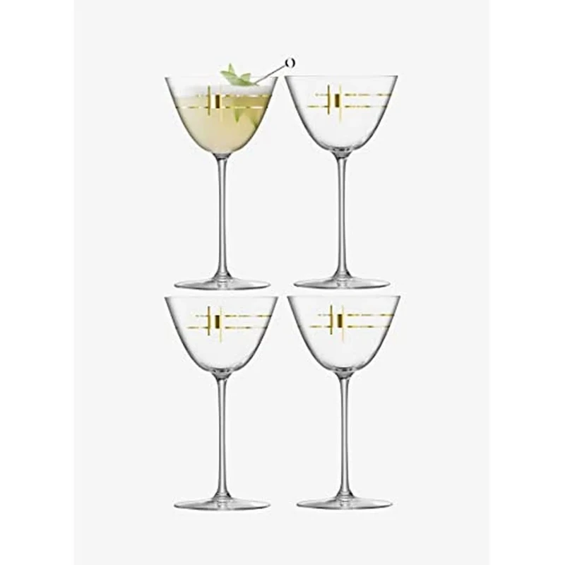 LSA International Century Martini Glass 195ml Gold | Set of 4 | Mouthblown & Handmade Glass | CT13