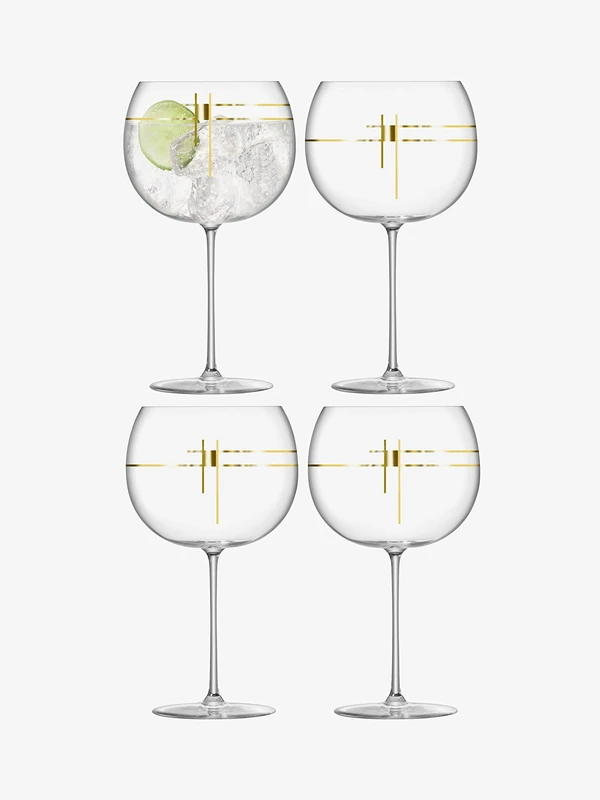 LSA International Century Balloon Glass 680ml Gold | Set of 4 | Mouthblown & Handmade Glass | CT14