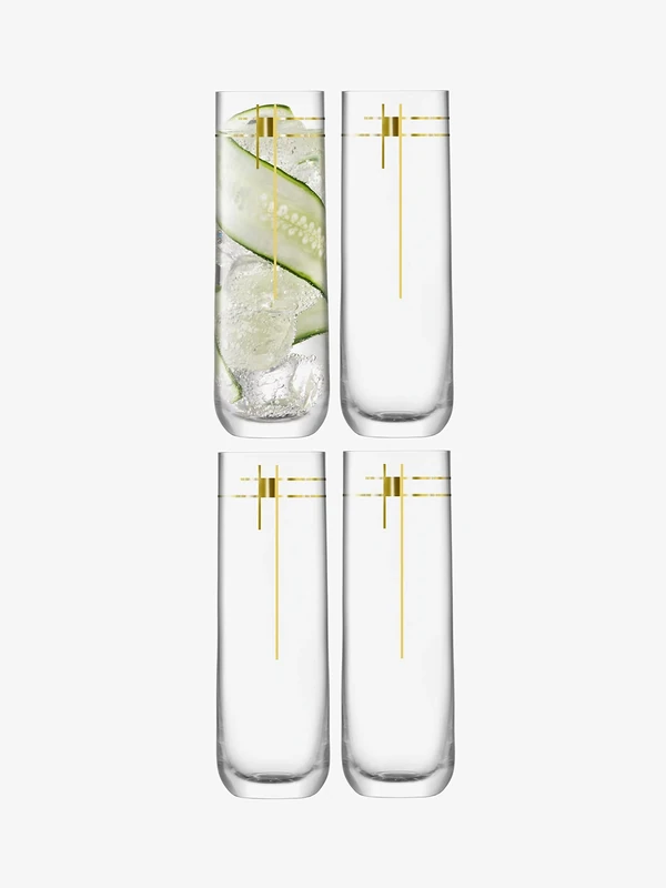 LSA International Century Highball 420ml Gold | Set of 4 | Mouthblown & Handmade Glass | CT11