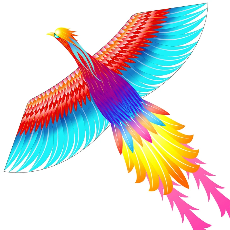 Mint's Colorful Life Rainbow Phoenix Kite for Children and Adults, Easy to Fly Large Beach Kite