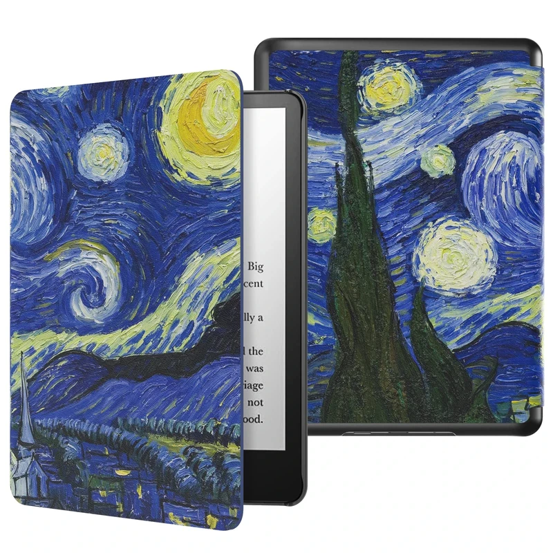 Moko Case for 6.8" Kindle Paperwhite (2021) & Signature Edition, Light Shell Cover with Auto Wake/Sleep, Starry Night Blue