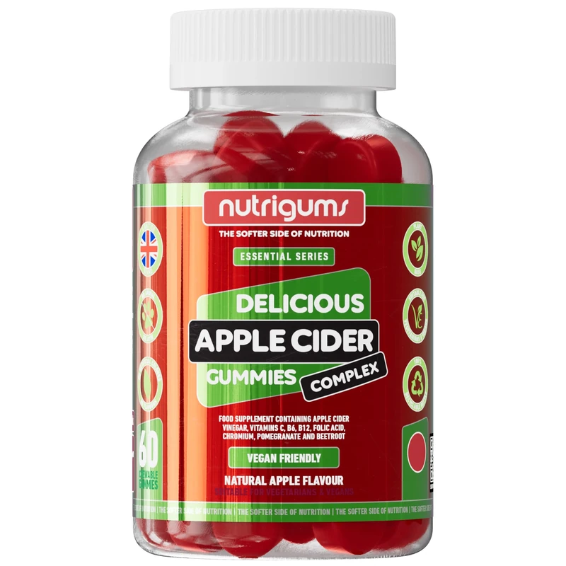 Apple Cider Vinegar Complex with Mother 1000mg Gummy | Vitamins C, B6, B12, Folic Acid and Chromium | Apple Flavour | 60 Vegan Gummies | Digestive Health, Energy and Metabolism Support by NUTRIGUMS®