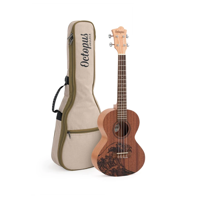 Octopus UK230TW Rosette tenor ukulele outfit - wave motif